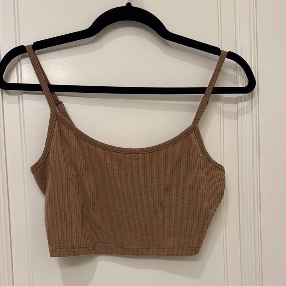 Garage Clothing Brown Ribbed Crop Top